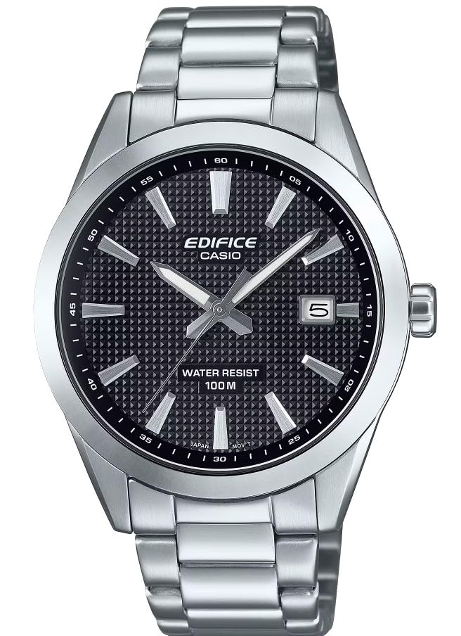 Casio Edifice EFV160D Series Analog Wristwatch Date Indicator Stainless Steel 100M Water Resistant Silver Black