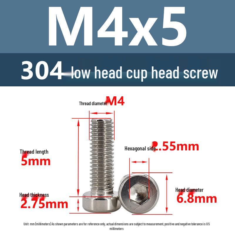304 Edelstahl Flachkopf Innensechskant Maschinenschrauben M3-M10