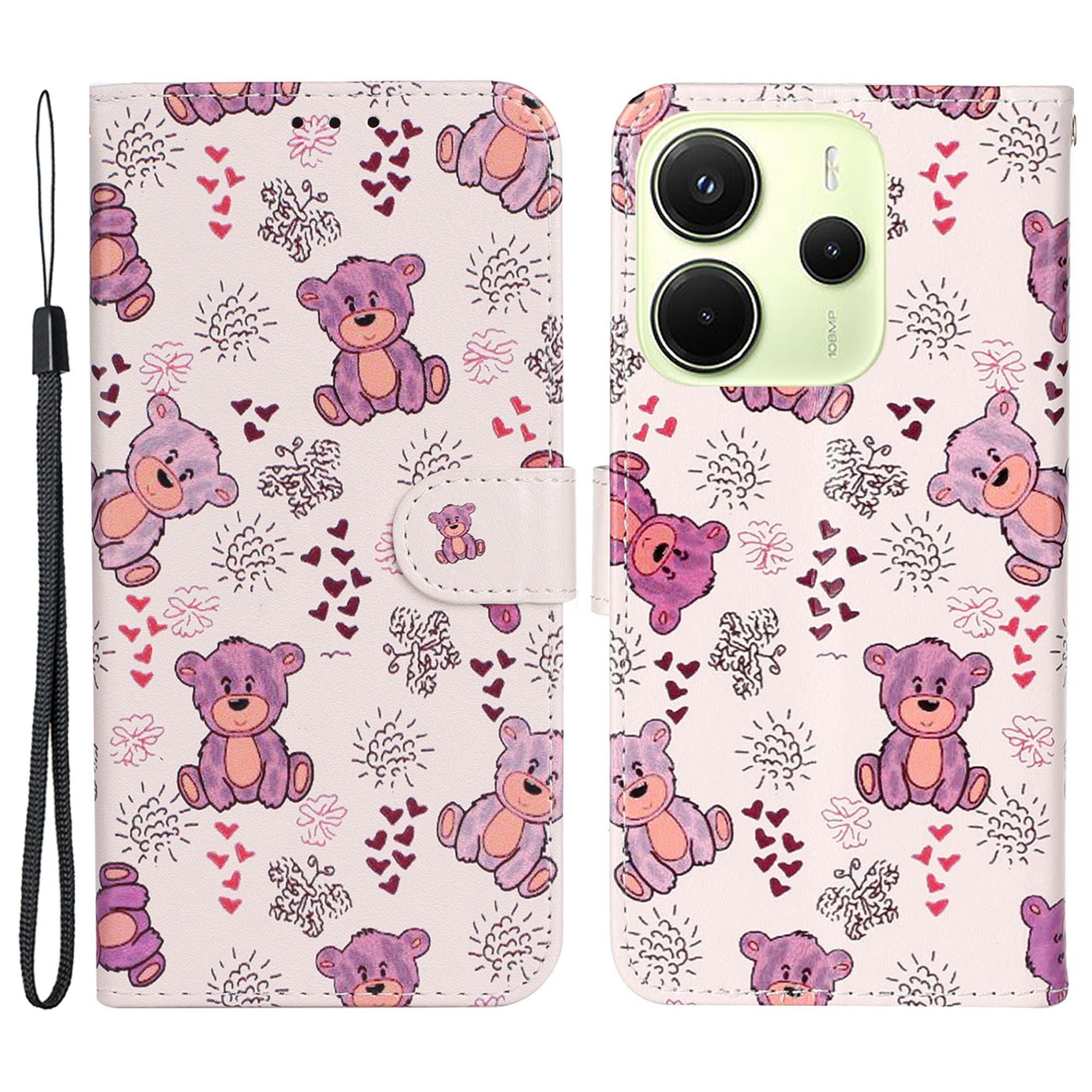 

Для Xiaomi Redmi Note 14 4G (163,25x76,55x8,16 мм) Чехол-книжка из искусственной кожи для телефона Bear