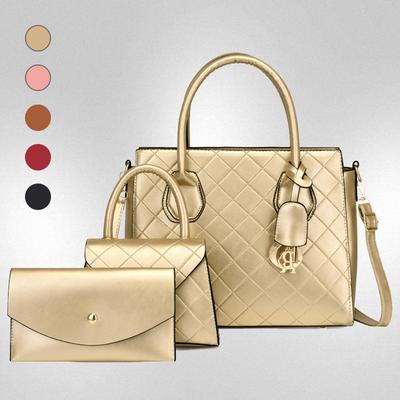 Damentasche neue Rauten-Handtasche hochwertig weiches Leder Karomuster quadratische Schultertasche Umhängetasche Clutch-Tasche Umschlag-Geldbörse