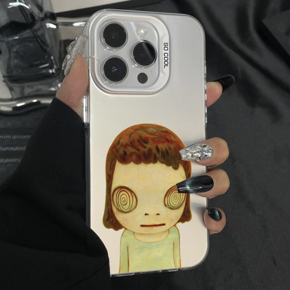 Y-Yoshitomo N-Nara Art Phone Case For iPhone 16,15,14,13,12,11,Pro,Max,Plus,Mini,XS Anti Fall Gray Silver Matte Hard Bumper