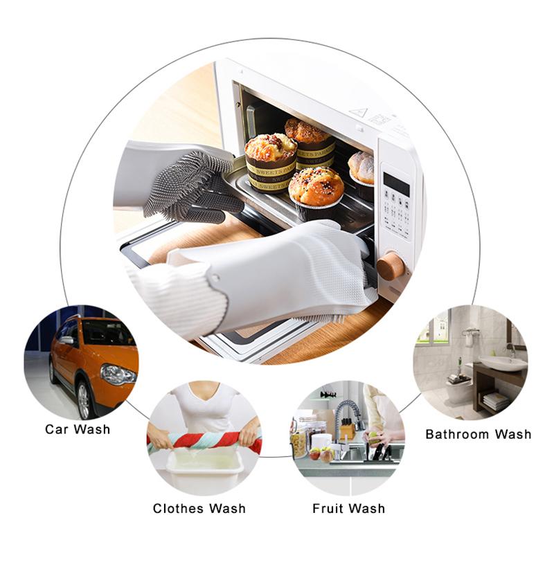 1 pár rukavic na mytí nádobí Silikonová gumová houbička Rukavice pro domácnost Čistička pro domácnost Kuchyň Čisté nářadí Dropshipping Kitchen