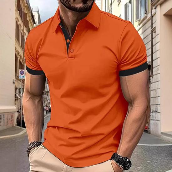 

Весенне-летняя футболка мужская с коротким рукавом, повседневный топ, модная рубашка поло S оранжевый