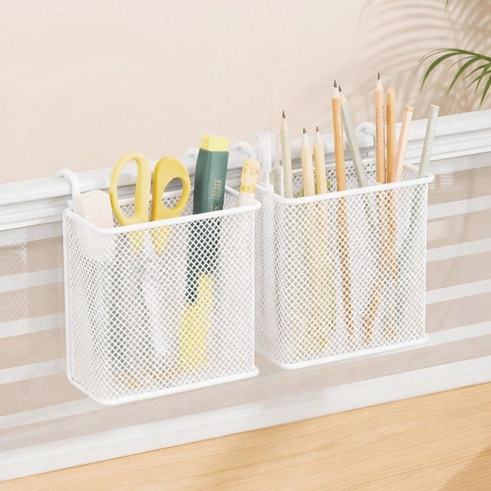 Wall Mounted Metal Hanging Basket Space Saving Stationery Storage Box Wire Organizer Office