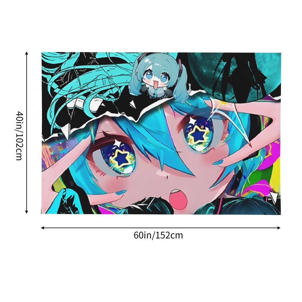 Cutecore Hatsune Miku Cartoon Singer Tapestry Bedroom Decoration Wall Hanging Blanket Tapestry Cool Stuff For Room