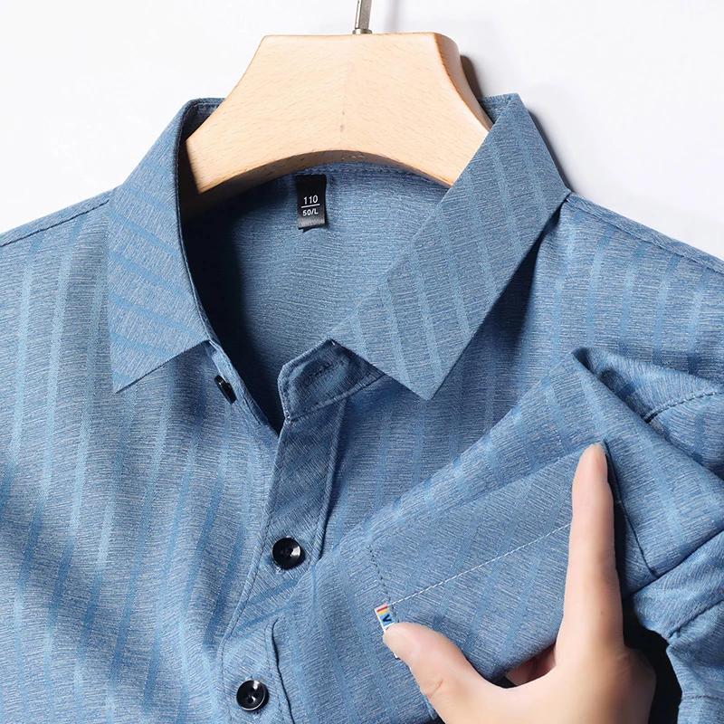 

New Men s Business Casual Short Sleeved Printed Shirt with Wrinkle Resistance No Ironing Comfortable All Season Versatile Top L