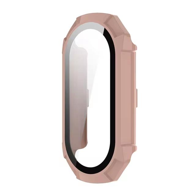 

Case for Xiaomi Mi Band 8/9/NFC strap accessories Screen Protector Tempered Glass Hard PC Bumper Full Protective mi band 8 Cases mi band 8 9 розовый