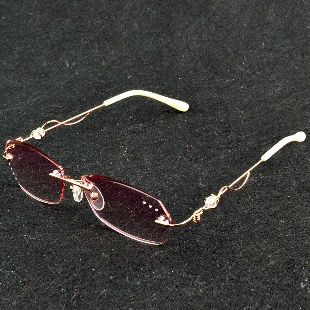 Fashionable Pink Rimless Presbyopia Glasses Sleek Design with Comfort Fit, Ideal for Ladies, +0.75 to +4