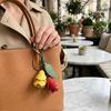 Cute Hanger Pu Leather Tulip Pendant Fashion Colorful Pu Flower Keychain Creative Bag Decoration Bag Accessory