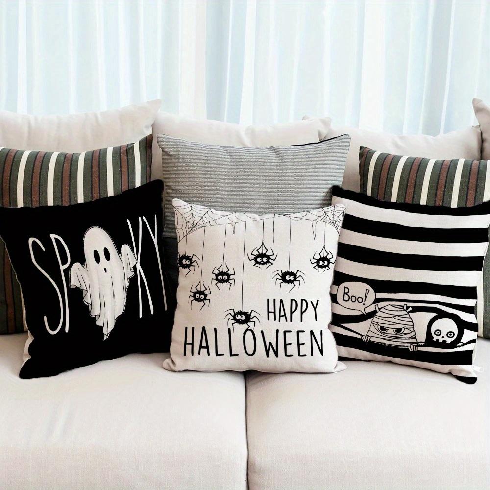 Home Decor Spooky Cat and Halloween-themed Pillow Covers Pattern Cushion Cover Suitable for Sofa Bedroom Car Pillow Cover
