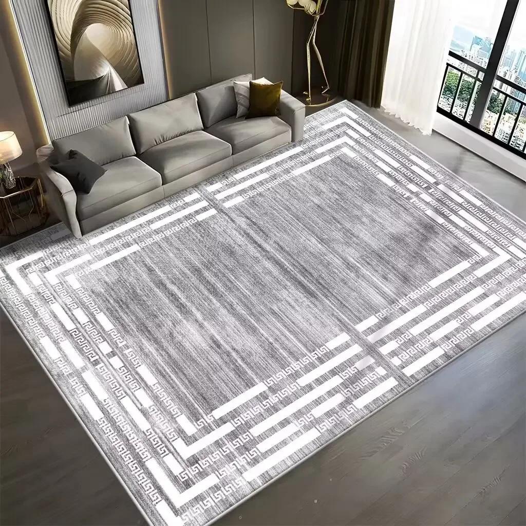 Moderner Teppich im nordischen Stil für Wohnzimmer, graue Schlafzimmerdekoration, großer Flächenteppich, kurze Loungematte aus Plüsch, waschbar, rutschfest