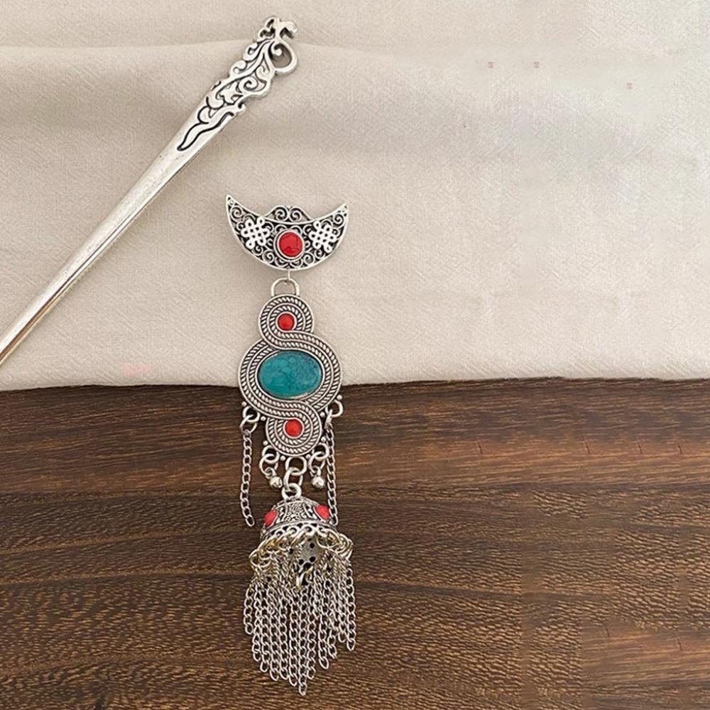 Metal Ethnic Style Hair Stick Silver Hanfu Hair Fork  Costume Headdress