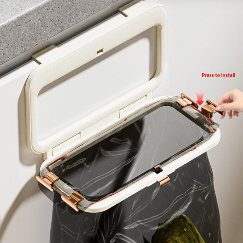 1 Pcs Kitchen Garbage Bag Holder Cabinet Door Hanging Trash Holder Foldable Multi-Purpose Bathroom Wall Plastic Bag Holder