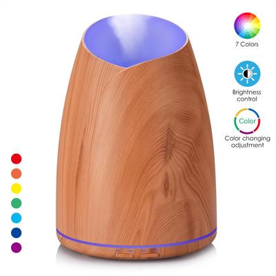 Diffuseur d'huiles essentielles 500 ml, humidificateur d'air, grain de bois, changement de couleur, lumière LED, ultrasons, brume fraîche, diffuseur d'arômes, humidificateur