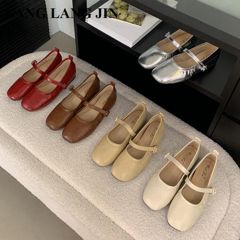2025 New Women Flats Ballets Elegant Mary Jane Shoes Square Toe Shallow Slip On Ballerina Shoes Soft Ballet Casual Loafer Mujer