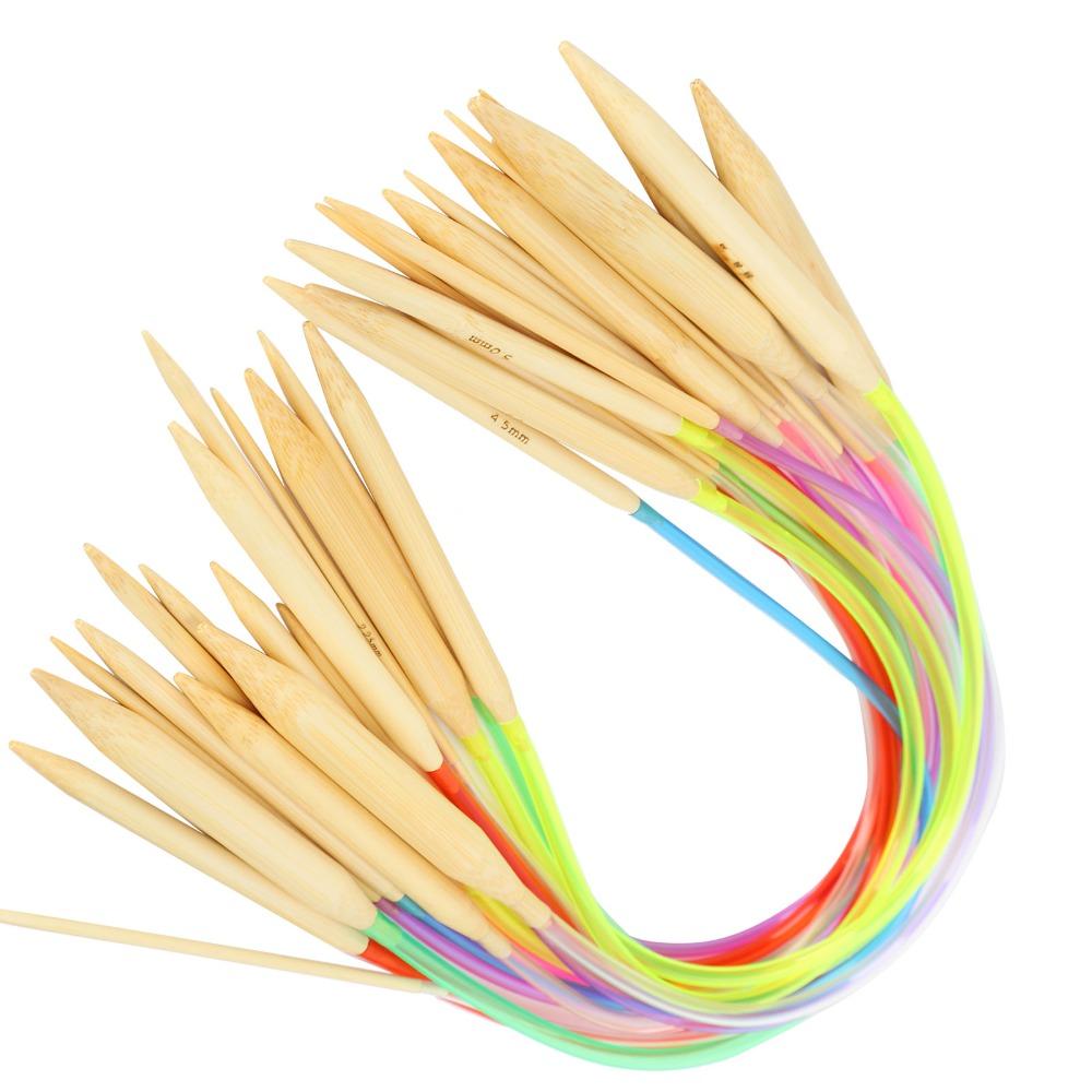 18pcs Wood Circular Knitting Needle Set Colorful Plastic Tube Knitting Tool Set  Home Craft