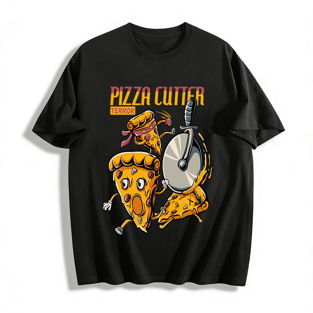 Pizza Cutter Terror Funny Pizza Graphic Print T-Shirt Pure cotton T-shirt XXS