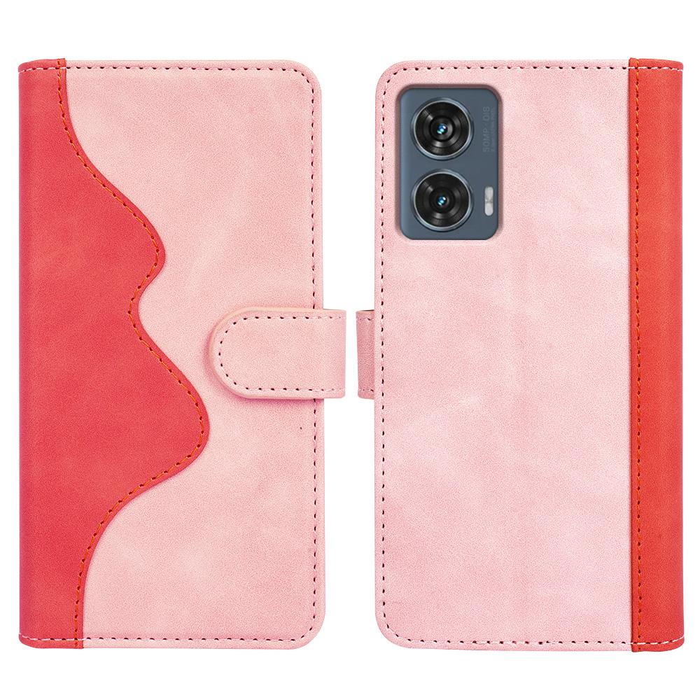

For Motorola Edge 50 Fusion 5G Case Flip Splicing Leather Phone Cover Pink