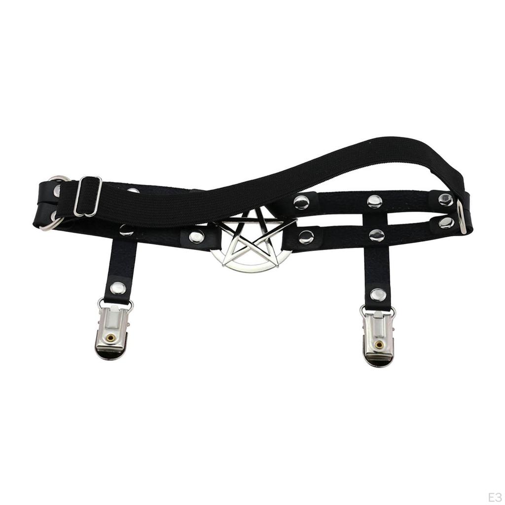 Adjustable Garter Belt with Clips Punk Elastic Leg for Women And Girls