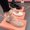 Popular single shoes women's 2025 spring new shallow mouth flat bottom low heel round head small leather shoes soft leather soft sole work shoes women