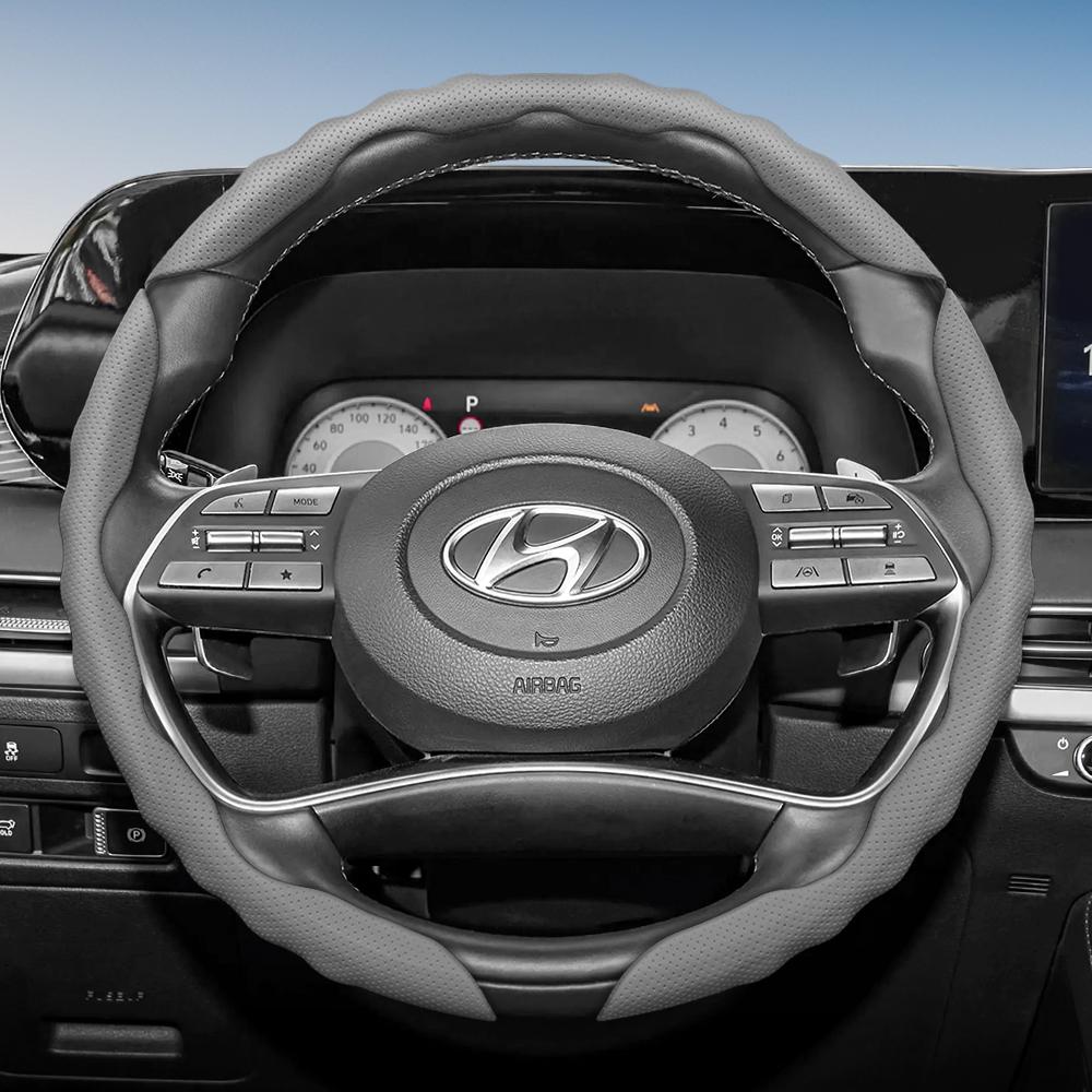 Adatto per Coprivolante Hyundai con Design Sportivo Ondulato, Pelle Traspirante, Segmentato Antiscivolo, Copertura Protettiva Assorbi Sudore per I30