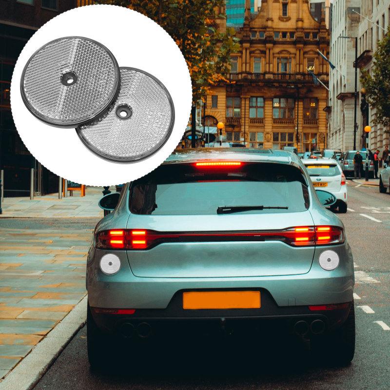 2 Pcs Round Reflector Bike Reflectors for Gate Car Mailboxes Plastic Screw on Night Riding