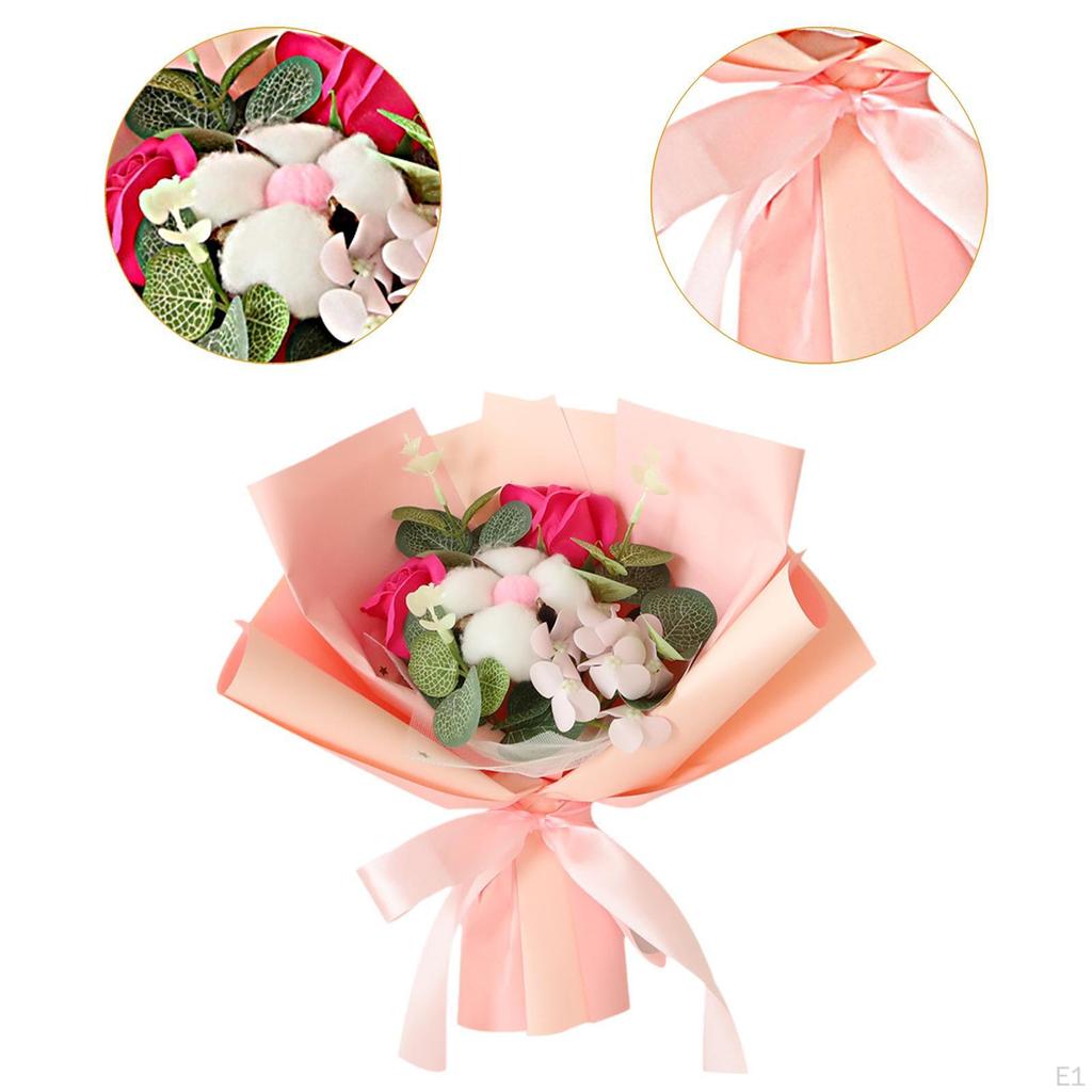 Ramo de rosas de jabón con flores artificiales, regalo de cumpleaños con caja, artesanía floral de baño para fiesta