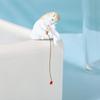 Cartoon Style Fish Tank Ornament Resin Mini Figurine New Fishing Cat Ornament  Landscaping