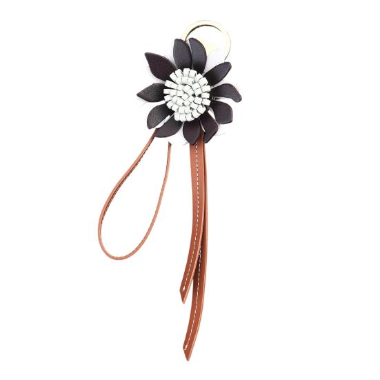 

Bag Pendant Imitation Leather Sunflower Shape Hand-Cut Crossbody Bag Pendant Bags Keys Summer Accessory чорний