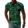 Summer Round Neck 3D Circuit Board Print T-shirts Fashionable Casual Short Sleeved Men's T-shirts
