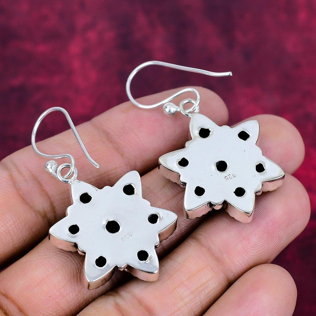 Black Onyx 925 Solid Sterling Silver Earrings, Handmade Gemstone Jewelry Earrings For Memorial Day