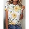 Women's 3D T-shirt with Digital Printing Round Neck Loose Short Sleeved T-shirt