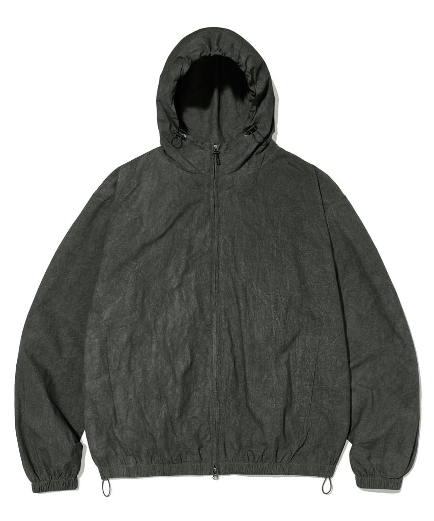 Filluminate Crease Washed Windbreaker-Black
