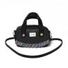 Mini- Bowlingtasche mit Pünktchenmuster und Vichy-Rüschenbesatz Niedliche Blumenverzierung Vielseitiger oberer Griff und Umhängetasche Süße Tasche für Pendler