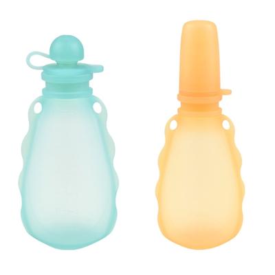 Silicone Breast Milk Storage Bag for Freshness Portable Baby Food Bag Freezeable Baby Food Pouch Replace Spoon
