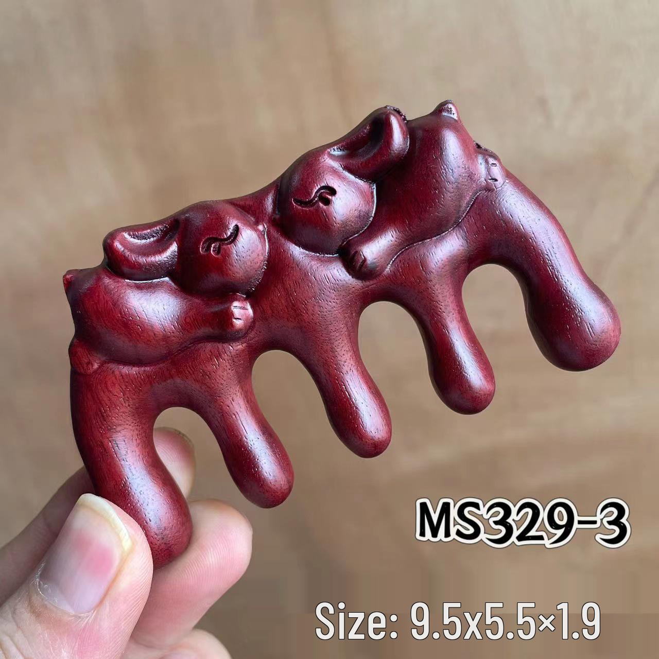 

Двусторонняя массажная расческа из сандалового дерева с резным дизайном лотоса и кролика для здоровья волос и против выпадения волос