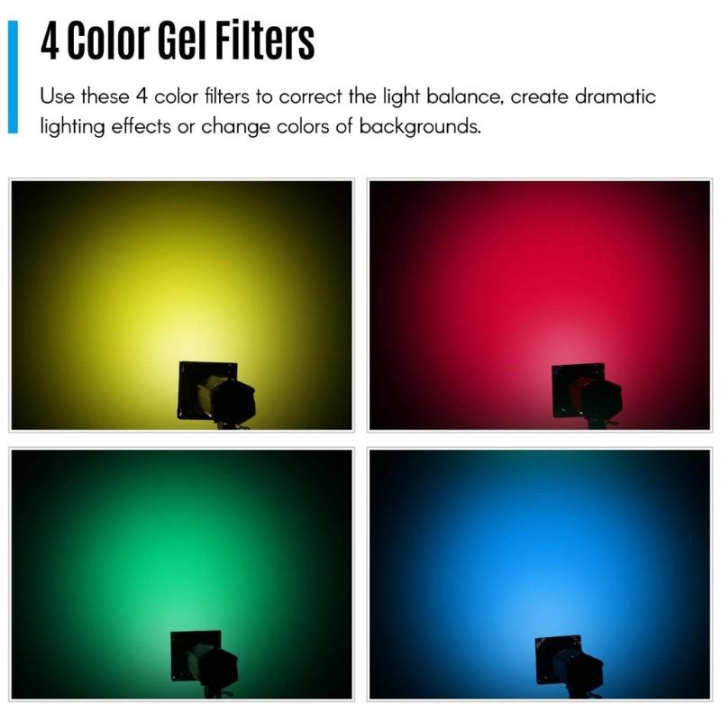 Barn Door & Honeycomb Grid &4 Color Gel Filters for 7Inch Standard Reflectors Studio Hing Accessories Kit