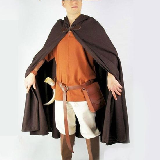 Sametový plášť s kapucí Kovová kruhová dekorace Retro styl Halloween Cosplay Šál Tajemný slavnostní kostýmní doplněk