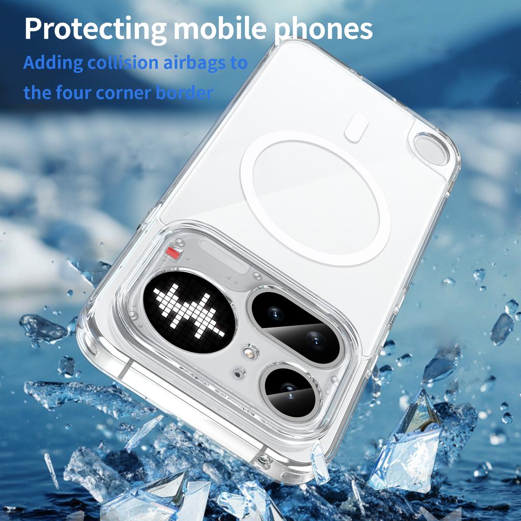 Non-slip Transparent Magnetic Case Fundas For Nothing Phone 4A Pro A069P 6.83 inches Soft TPU Frame Acrylic Shockproof Cover