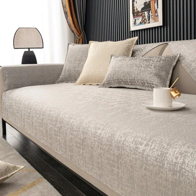 

Жаккардовый чехол для дивана из синели, европейский стиль, однотонная полоска, современный нескользящий атласный край, чехол для кресла, полотенце, четыре сезона, роды 70x70cm 1pcs