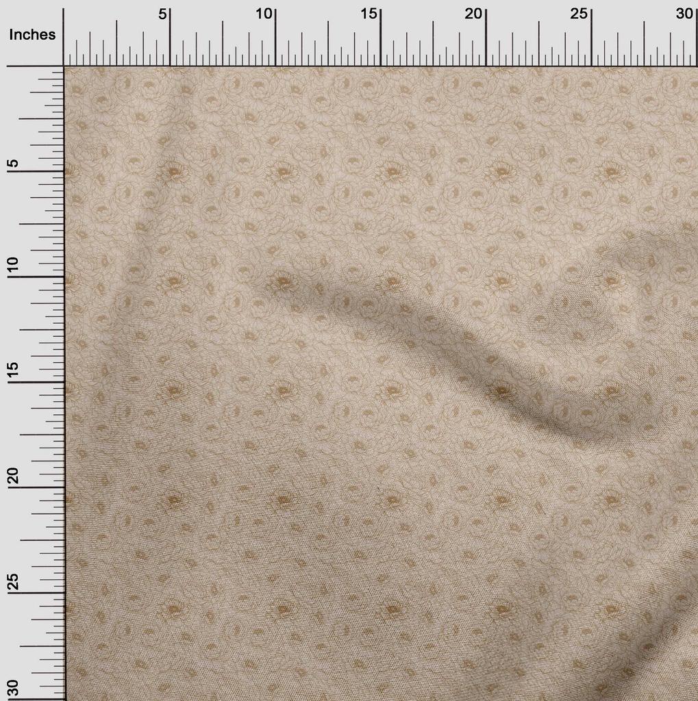 oneOone Cotton Flex Light Brown Fabric Floral Fabric For Sewing Printed Craft Fabric By The Yard 40 Inch
