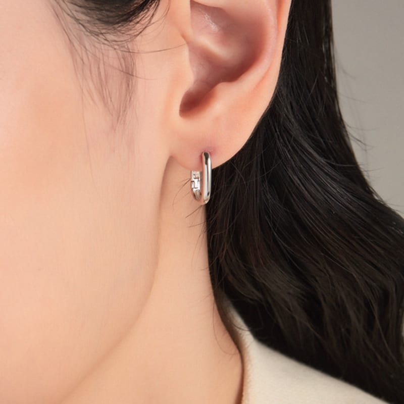 Tirr Lirr Brisa Zero Point Silver-White One-Touch Earrings TESSVW14865