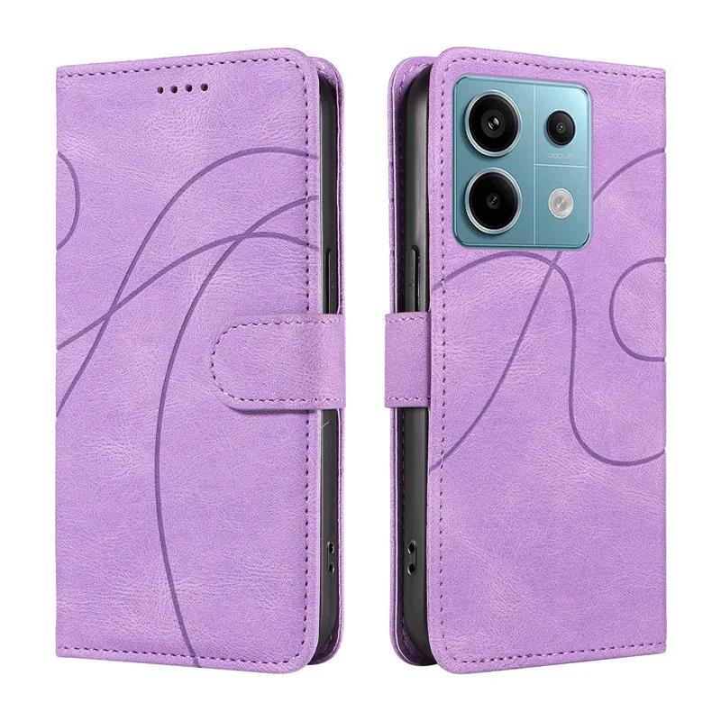 For Redmi A3 A2+ A1 Plus Curved Lines Flip Magnetic Cards Solt Wallet Leather Phone Case for Xiaomi Poco X6 Pro X 6 M6pro 4G Kickstand Holster Bag