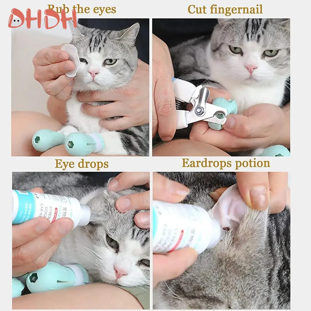 Cat Claw Protector Bath Anti-Scratch Cat Shoes For Cat Adjustable Pet Bath Wash Boots Cat Paw Nail Cover Pet Grooming Bath Tools