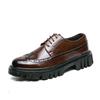 Korean Style Thick-Soled Men's Brogue Shoes, Sizes 38-45 - Trendy Carved Leather Work Boots, Low-Top Design