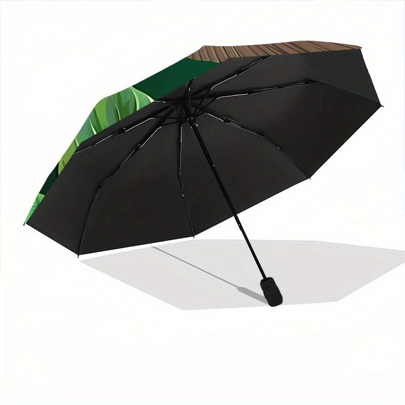 1pc Hummingbird Tropical Automatic Open/close, Heavy-Duty Iron Frame & 8-Rib Structure, Compact Folding Umbrella for Women/Men, All-Season Travel, Hal