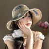 Flower Straw Hat Women'S Summer Hollow Sunshade Sunscreen Woven Bucket Hat French Seaside Beach Vacation Hat