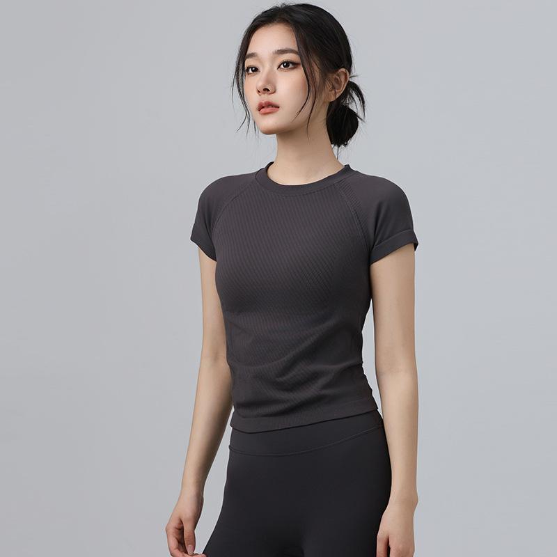 Women's Slimming Yoga Suit: Short Sleeve, Round Neck, Breathable Fitness & Running T-Shirt