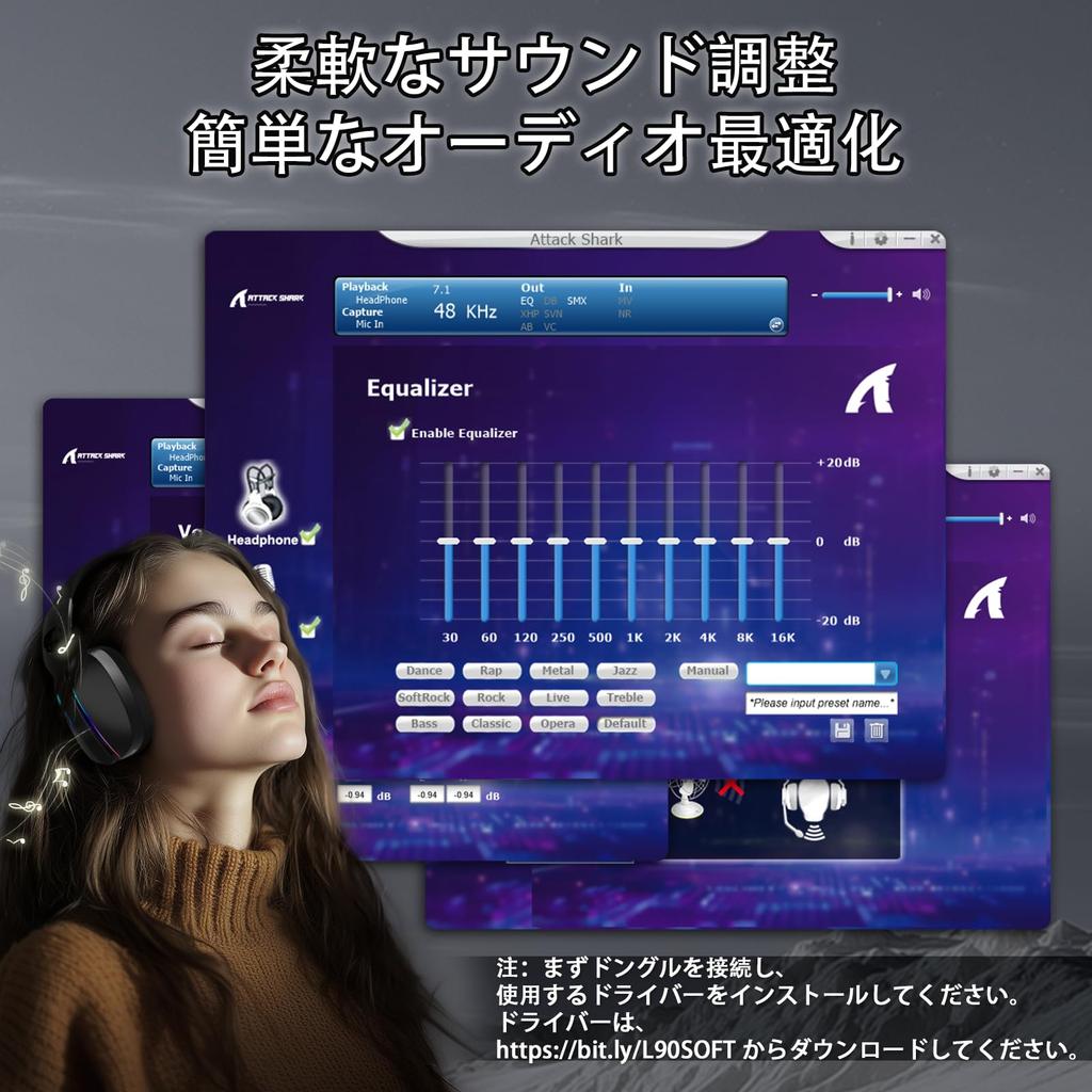 ATTACK SHARK L90 Gaming Headset: Ultra-lightweight 216g, 3 Connection Types (wired 3.5mm/Bluetooth 5.3/2.4GHz Wireless), Ultra-low Latency with Lights