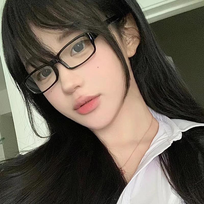 

Korean Fashion Red Square Oval Frame Anti Blue Light Myopia Glasses Retro Thick Frame Plain Eyes Female Eye Protection Eyewear -4.0